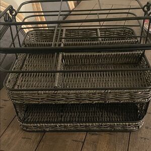Woven Basket Organizer with Black Frame